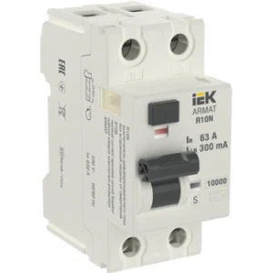 IEK ARMAT Выключатель дифференциального тока R10N 2P 63А 300мА тип A-S - AR-R10N-2-063AS300 IEK ARMAT Выключатель дифференциального тока R10N 2P 63А 300мА тип A-S - AR-R10N-2-063AS300