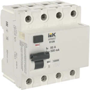 IEK ARMAT Выключатель дифференциального тока R10N 4P 80А 300мА тип A-S - AR-R10N-4-080AS300 IEK ARMAT Выключатель дифференциального тока R10N 4P 80А 300мА тип A-S - AR-R10N-4-080AS300