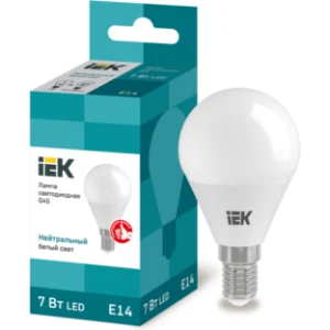 IEK Лампа светодиодная G45 шар 7Вт 230В 4000К E14 - LLE-G45-7-230-40-E14 IEK Лампа светодиодная G45 шар 7Вт 230В 4000К E14 - LLE-G45-7-230-40-E14