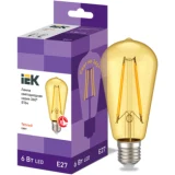 IEK Лампа светодиодная ST64 ретро золото 6Вт 230В 2700К E27 серия 360°