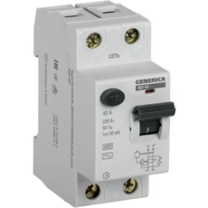 IEK Выключатель дифференциальный (УЗО) ВД1-63 2Р 40А 30мА GENERICA - MDV15-2-040-030 IEK Выключатель дифференциальный (УЗО) ВД1-63 2Р 40А 30мА GENERICA - MDV15-2-040-030